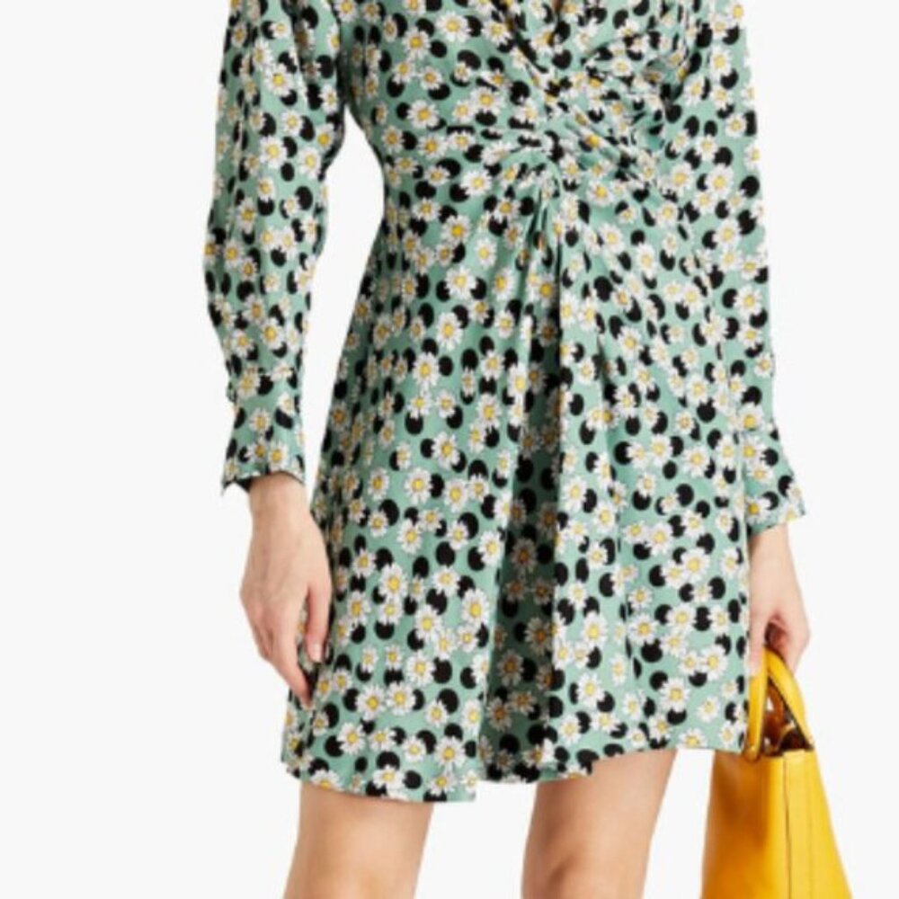 Dress  Polka-dot  Floral-print  Linen-blend  Ruched  Pleated back  Partially ela - Picture 6 of 15